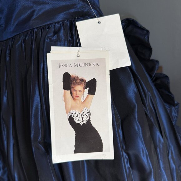 Vtg Jessica McClintock Gunne Sax Blue Taffeta Formal Maxi Skirt - Picture 8 of 11